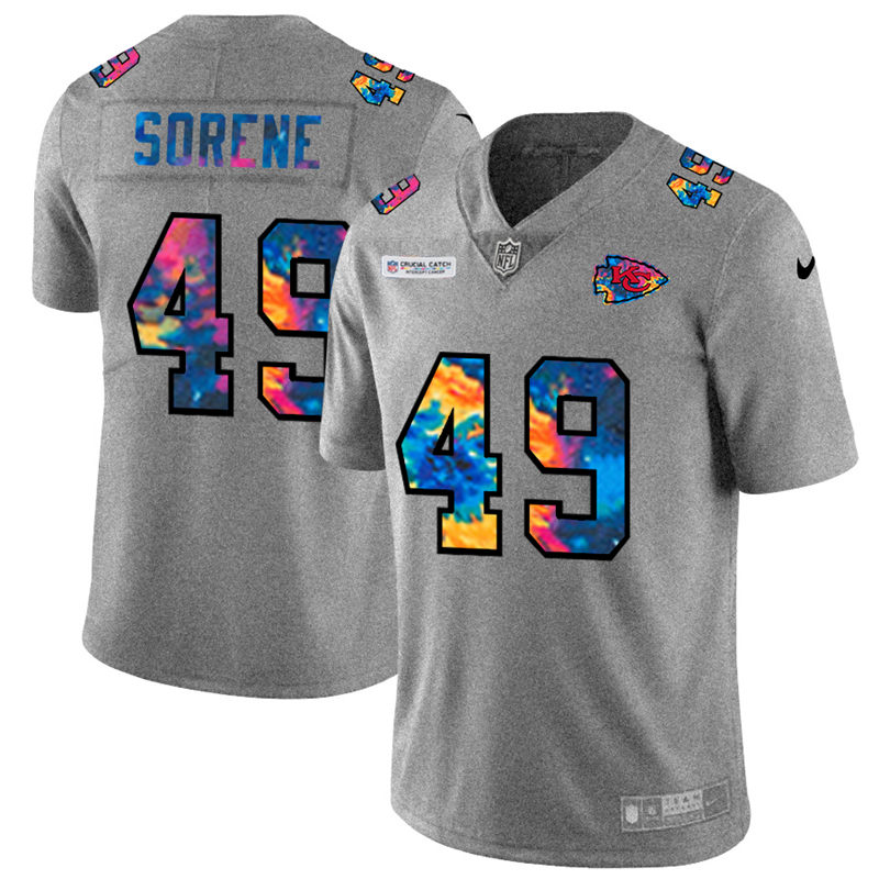 NFL Kansas City Chiefs #49 Daniel Sorensen Men Nike MultiColor 2020  Crucial Catch  Jersey Grey